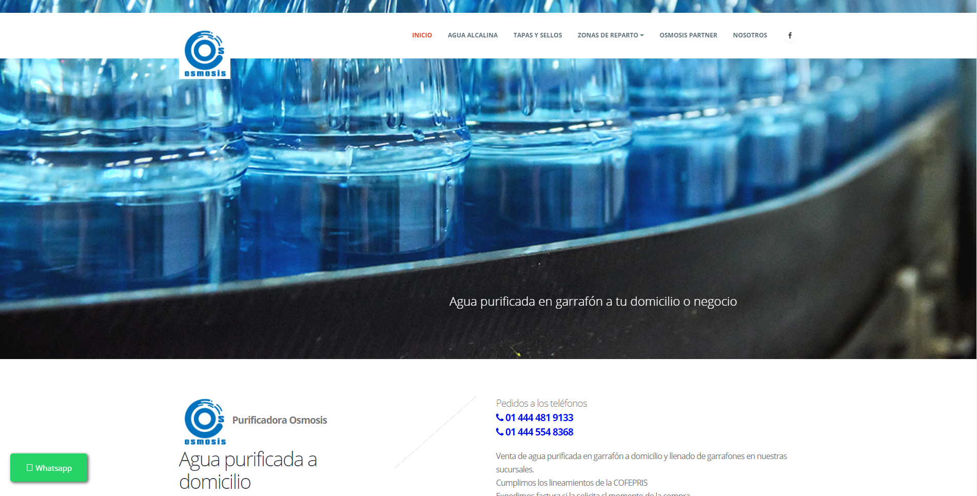 Purificadora Osmosis con servicio de entrega a domicilio. Deerdev